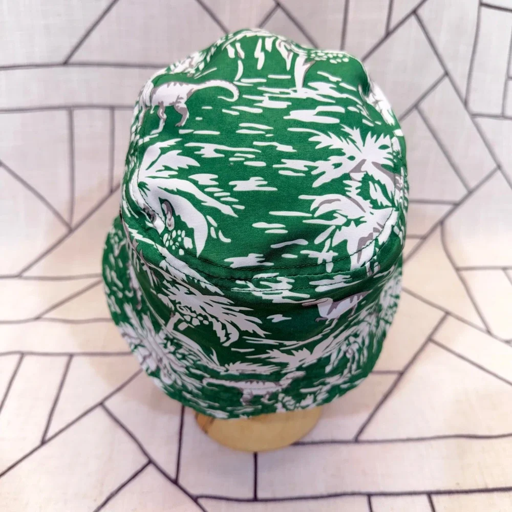 Hanna Andersson Reversible Bucket Hat Small Blue Green‎ Banana Dinosaur Print